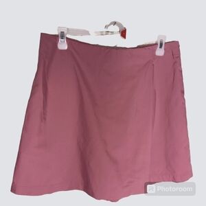 UNIQLO Skort Size L Pockets Side Zip Elastic Back Waistline Linen Blend